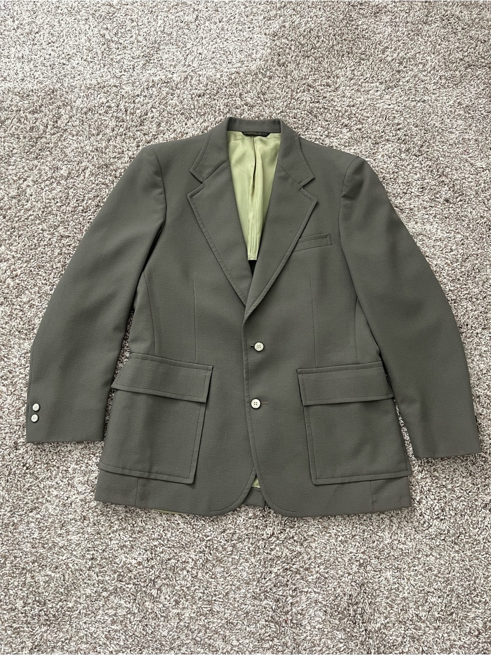 Vintage 60s Palm Beach Blazer Jacket Olive Green Size 42 Long